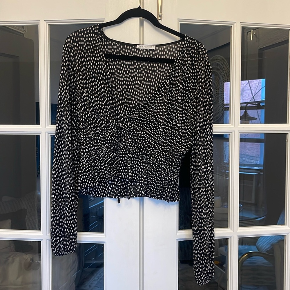 Zara Polka Dot Blouse Black & White